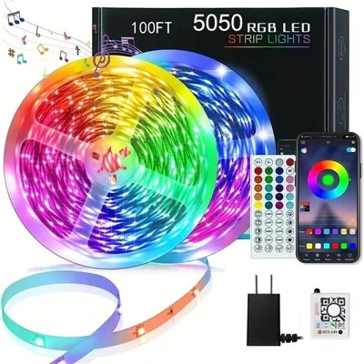 چراغ های LED نواری هوشمند RGB 65.6 فوتی با تغییر رنگ از راه دور و کنترل برنامه